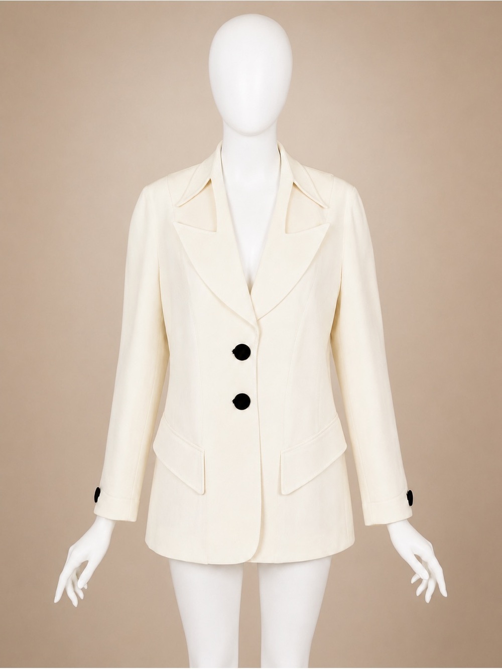 Thierry Mugler Vintage Cream Structured Blazer - size 42